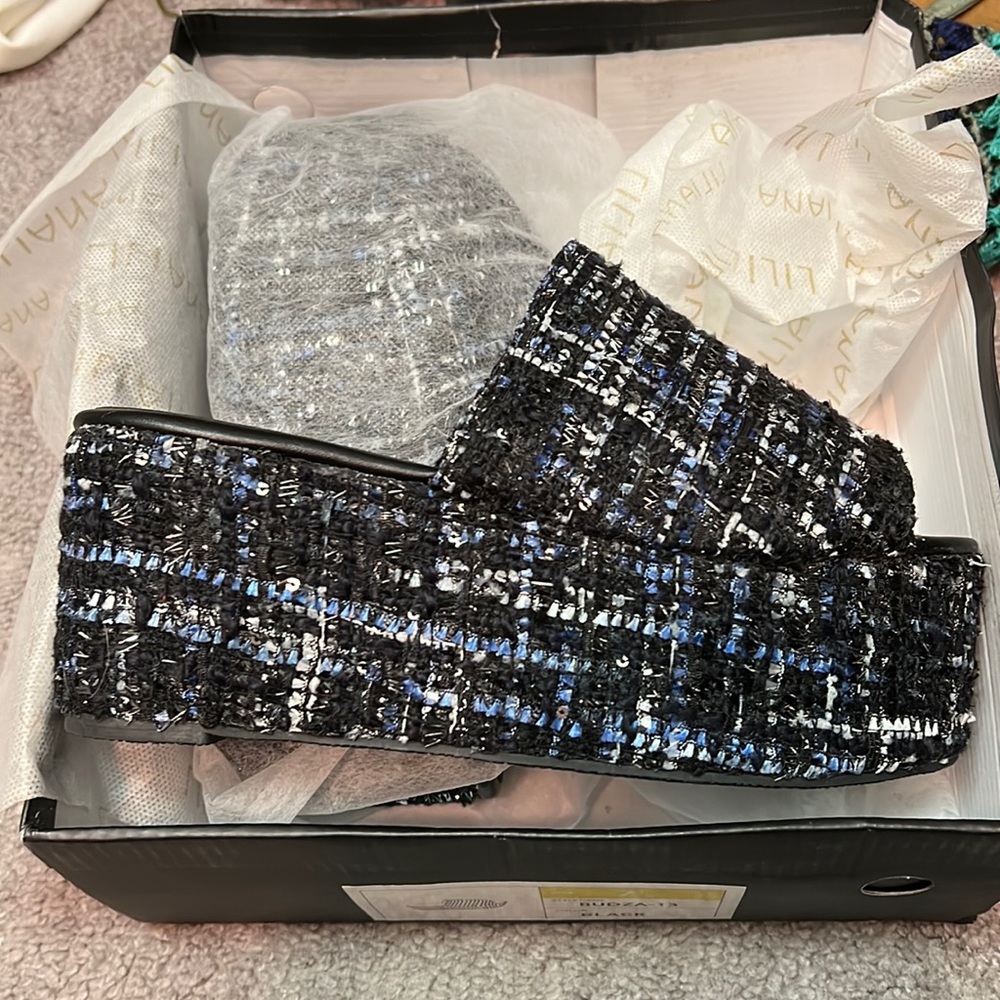 Tweed Slip-On Platforms